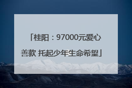 桂阳：97000元爱心善款 托起少年生命希望